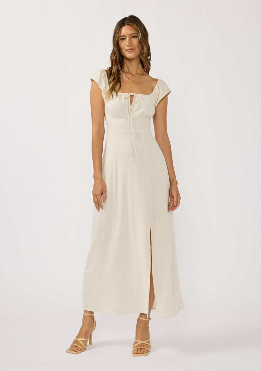Ruffle Sleeve Slit Maxi Dress