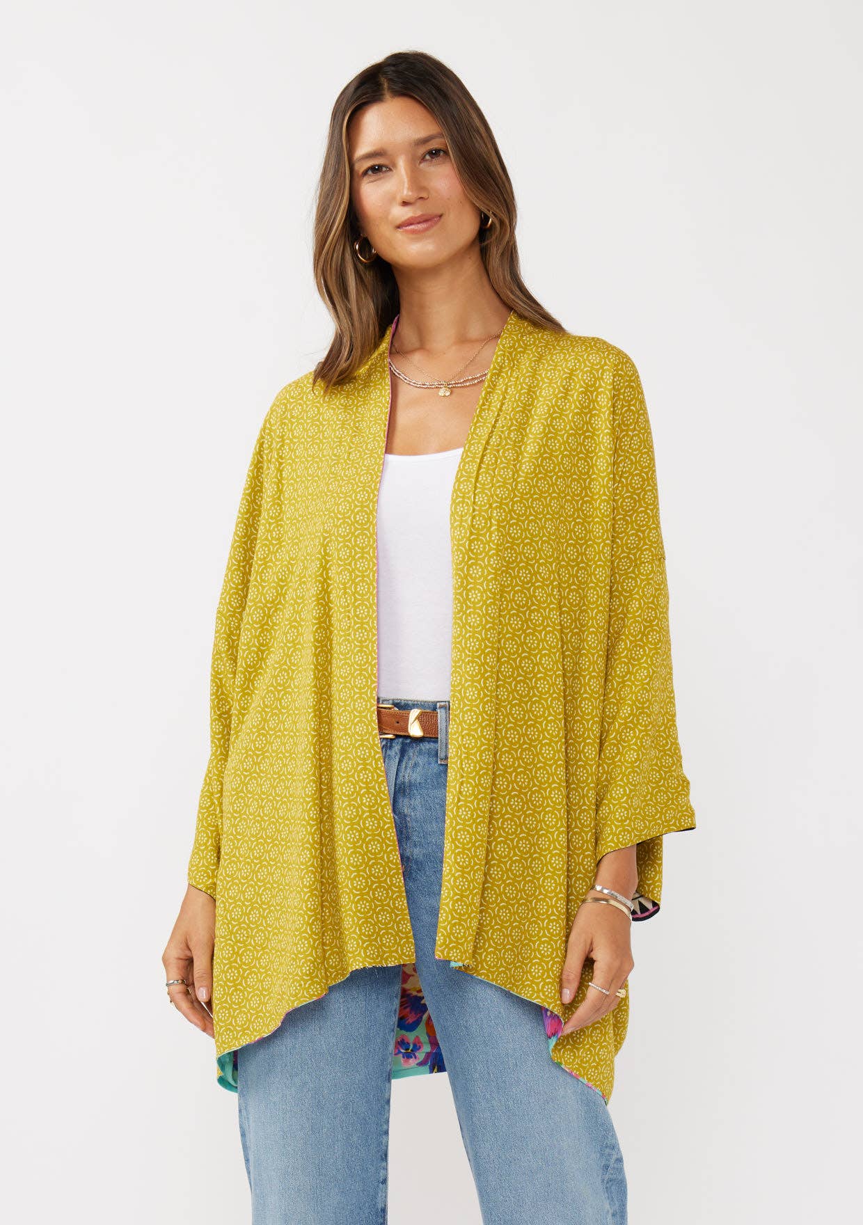 Reversible Floral Print Kimono
