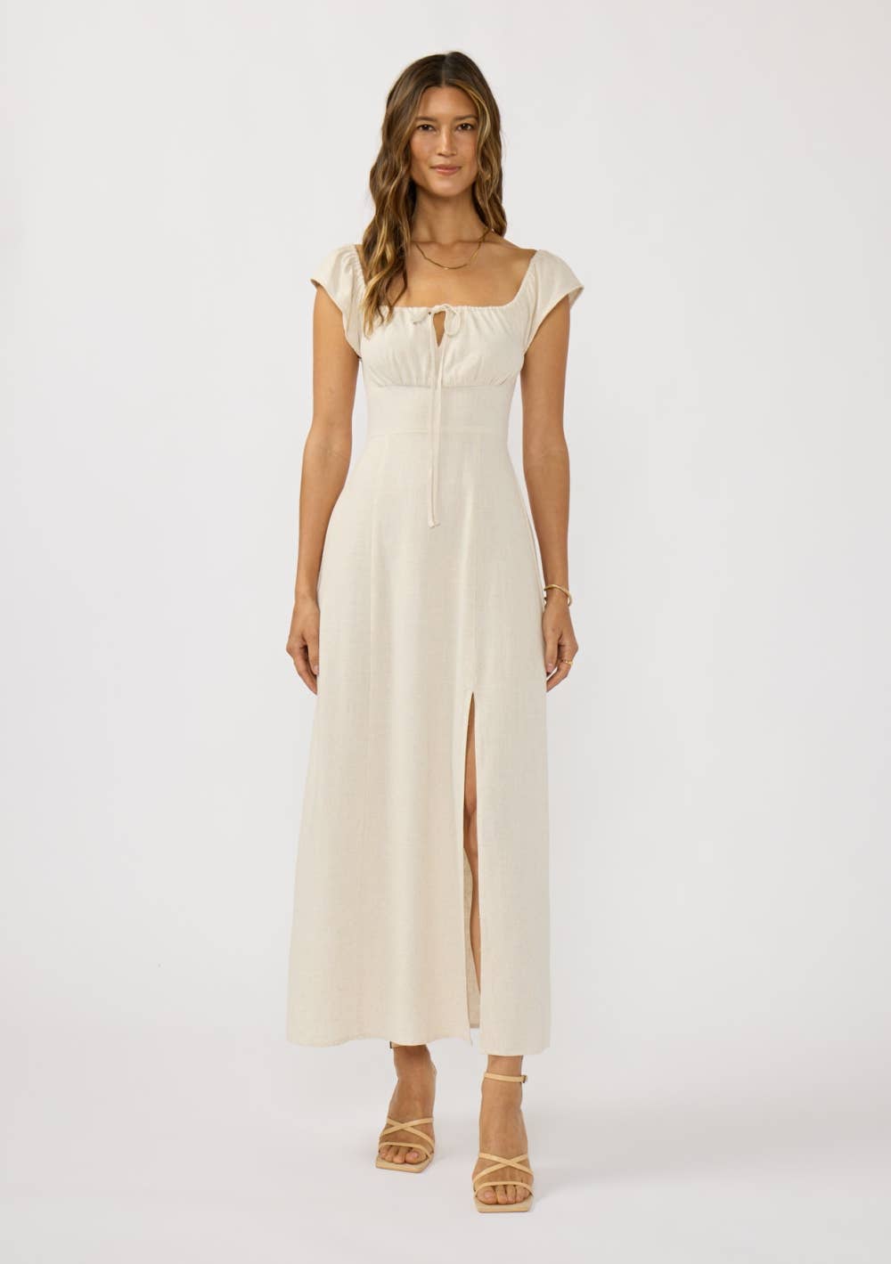 Ruffle Sleeve Slit Maxi Dress