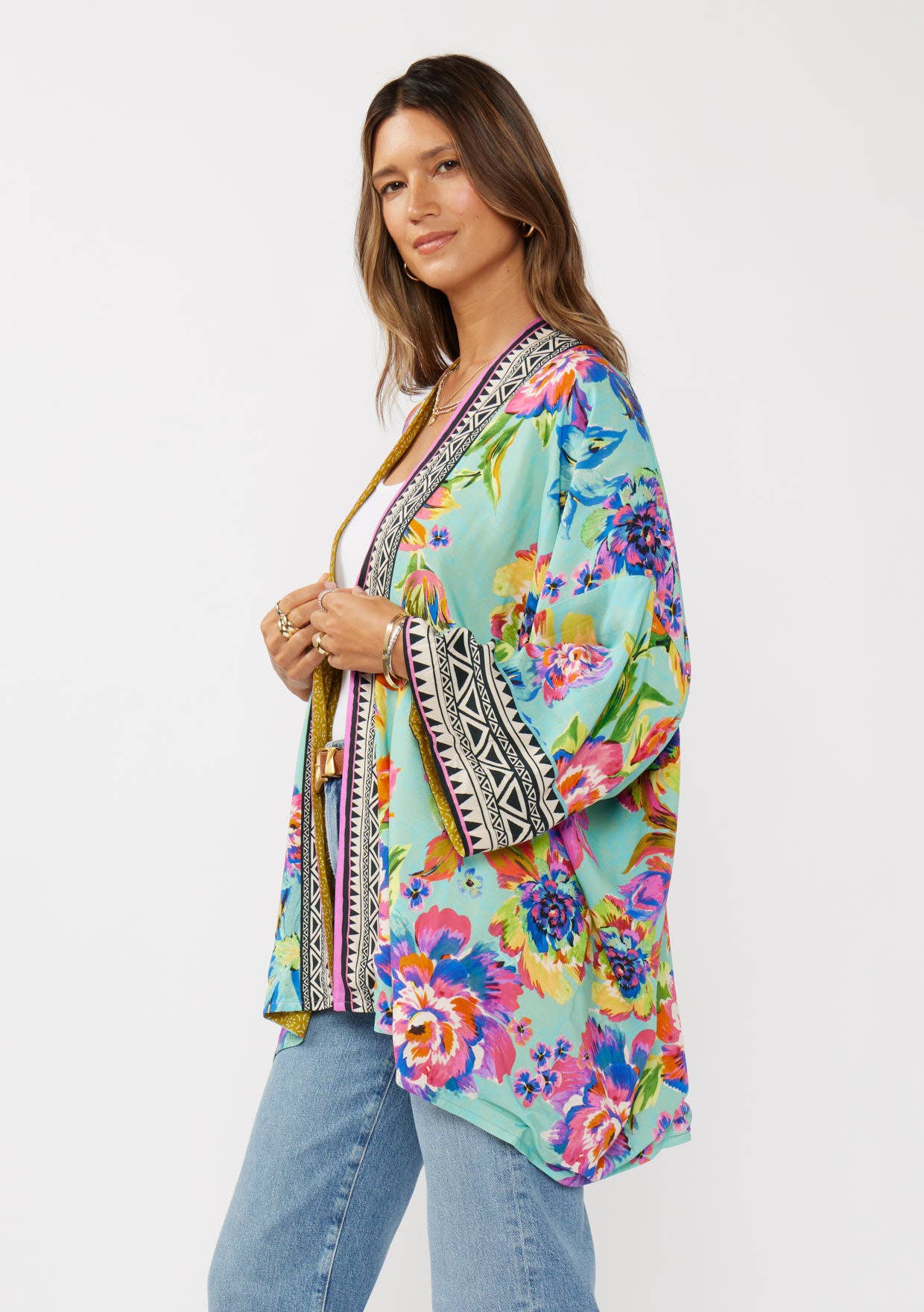 Reversible Floral Print Kimono