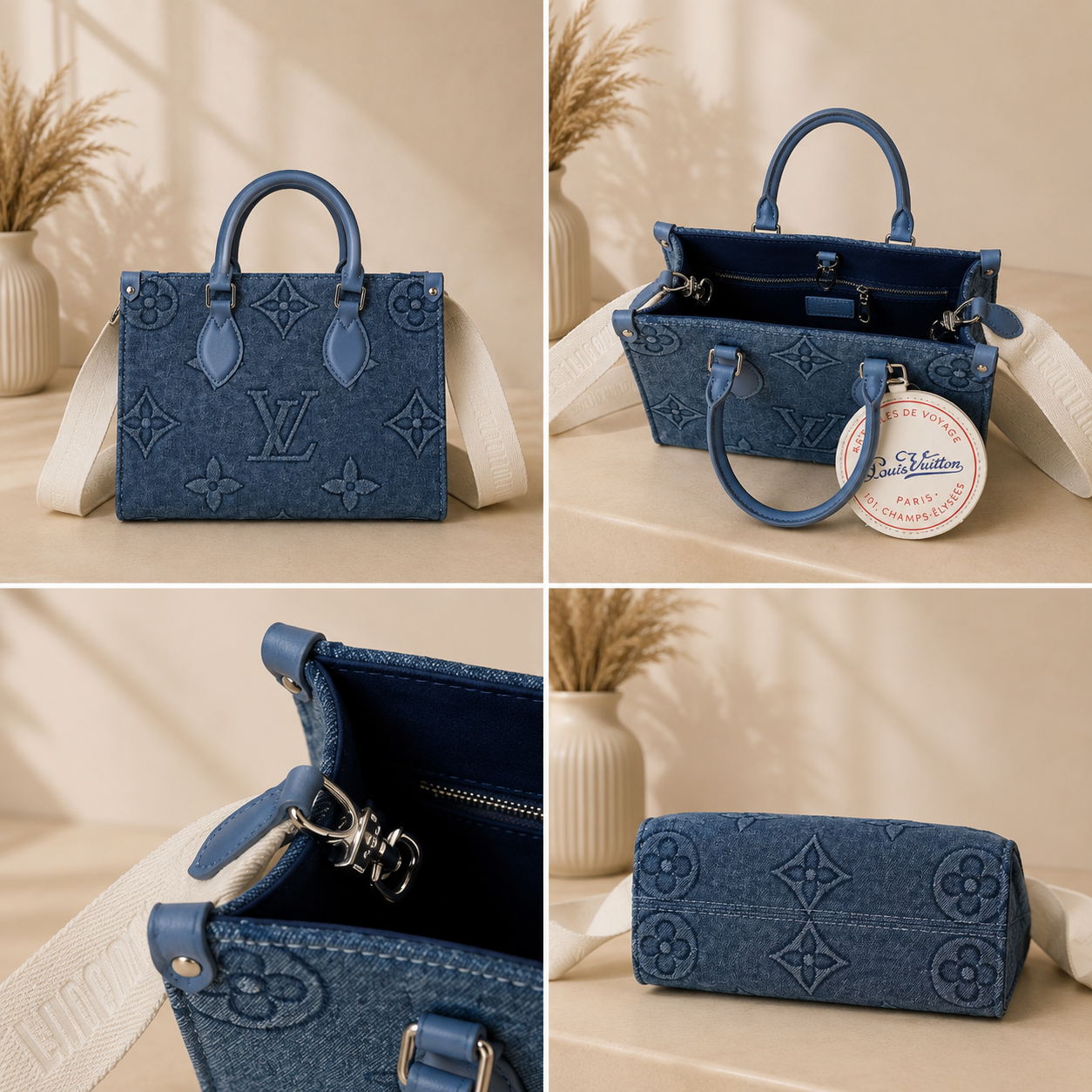 Upcycled Designer Denim Monogram Handbag
