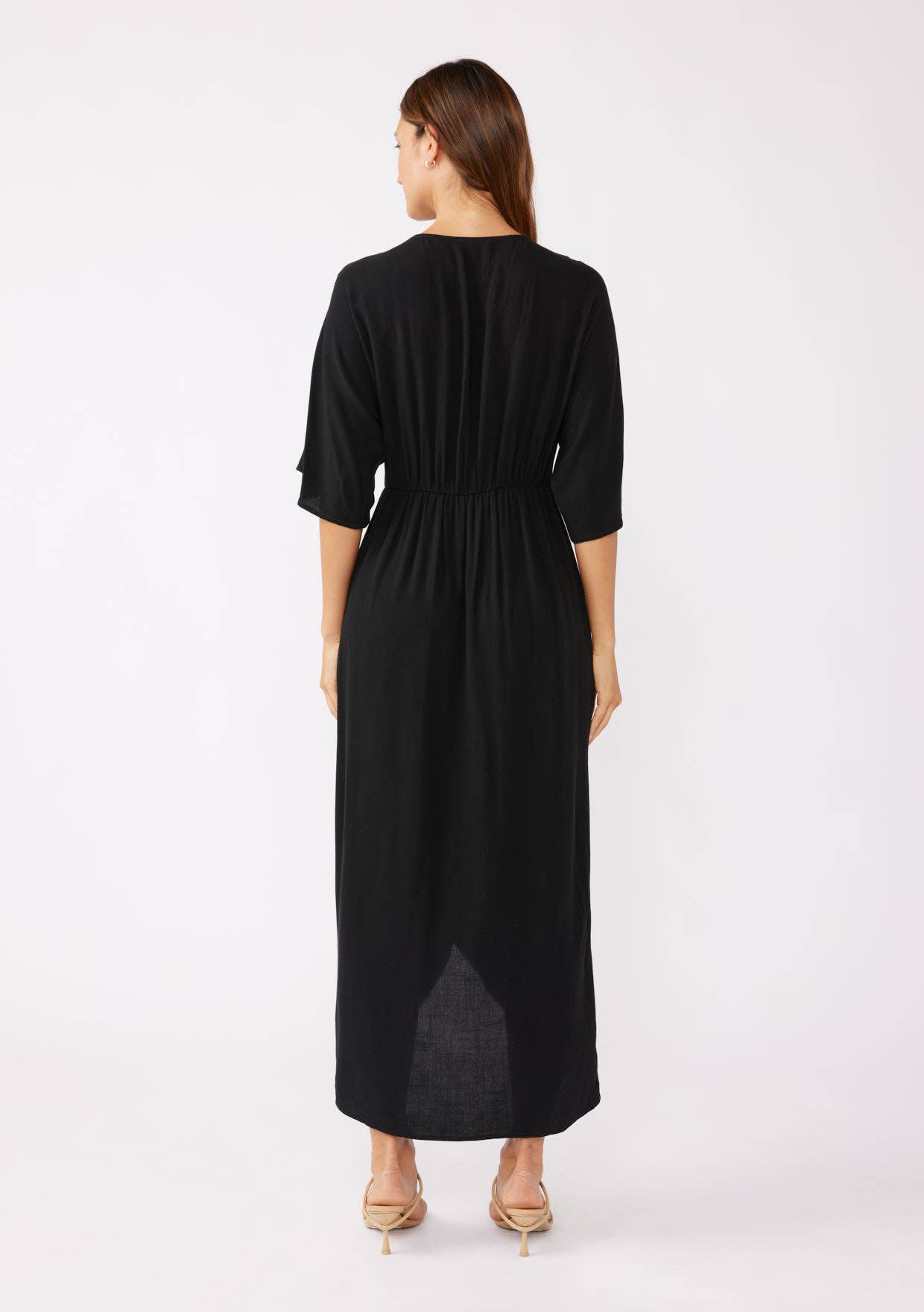 Front Knot Kimono Sleeve Maxi Dress