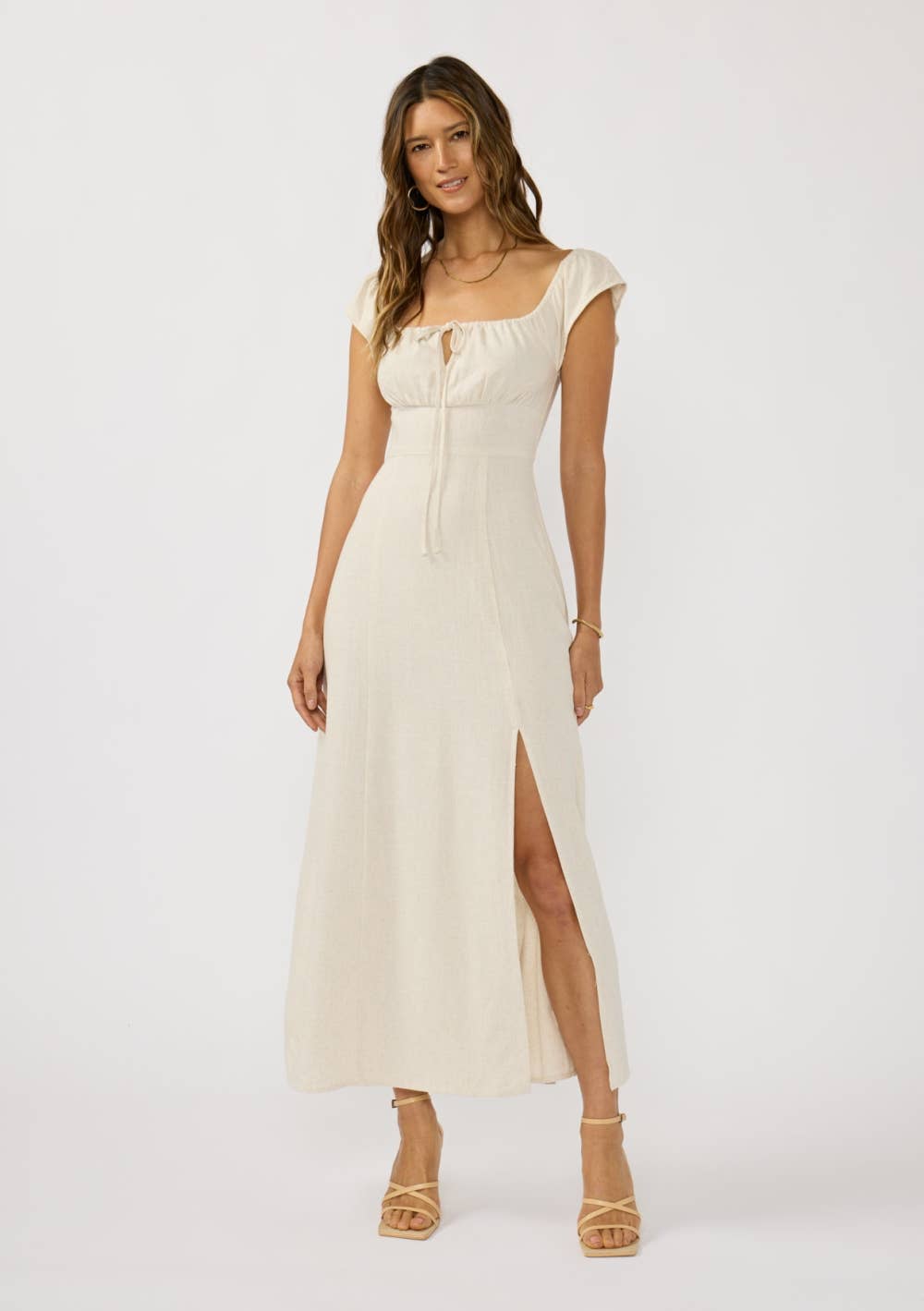 Ruffle Sleeve Slit Maxi Dress