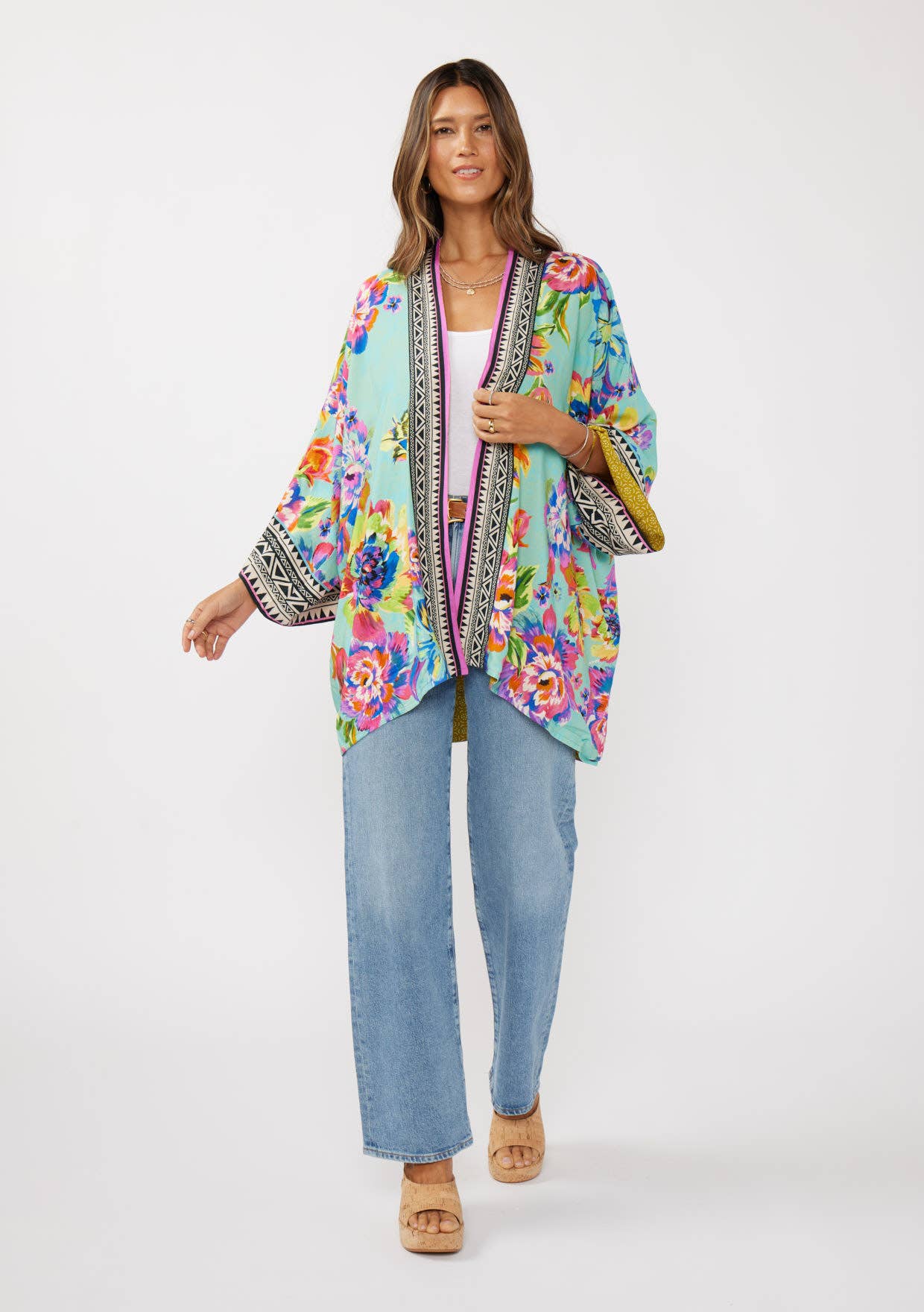 Reversible Floral Print Kimono