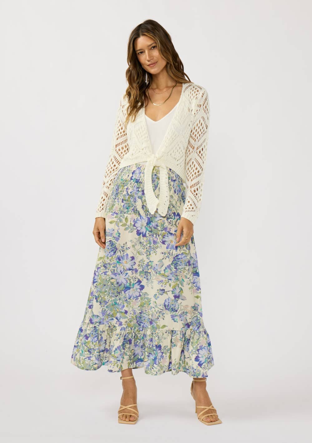 Open Crochet Tie Front Top