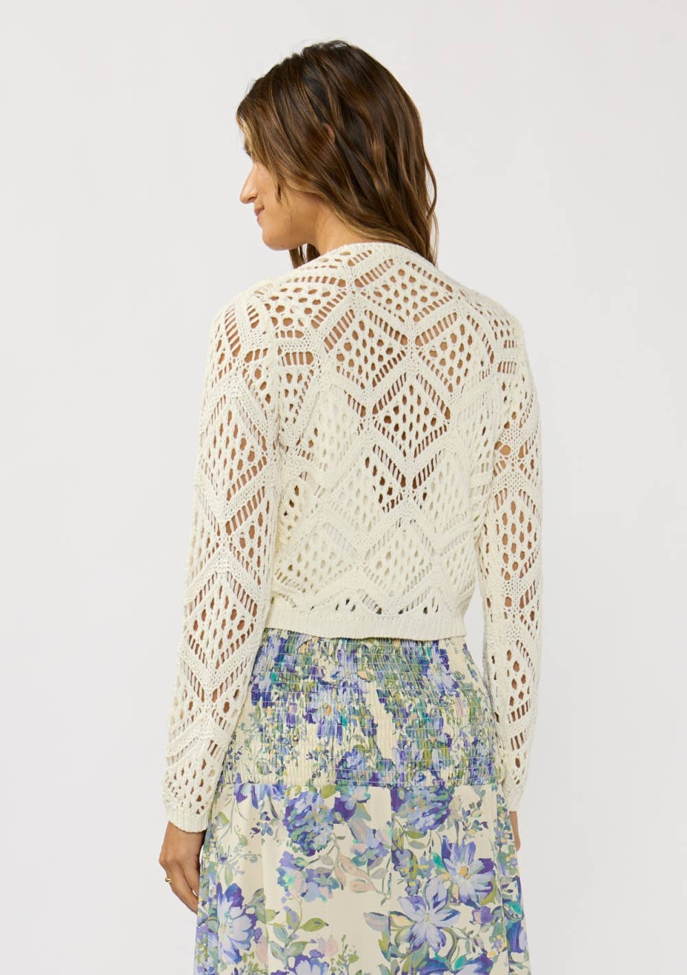 Open Crochet Tie Front Top