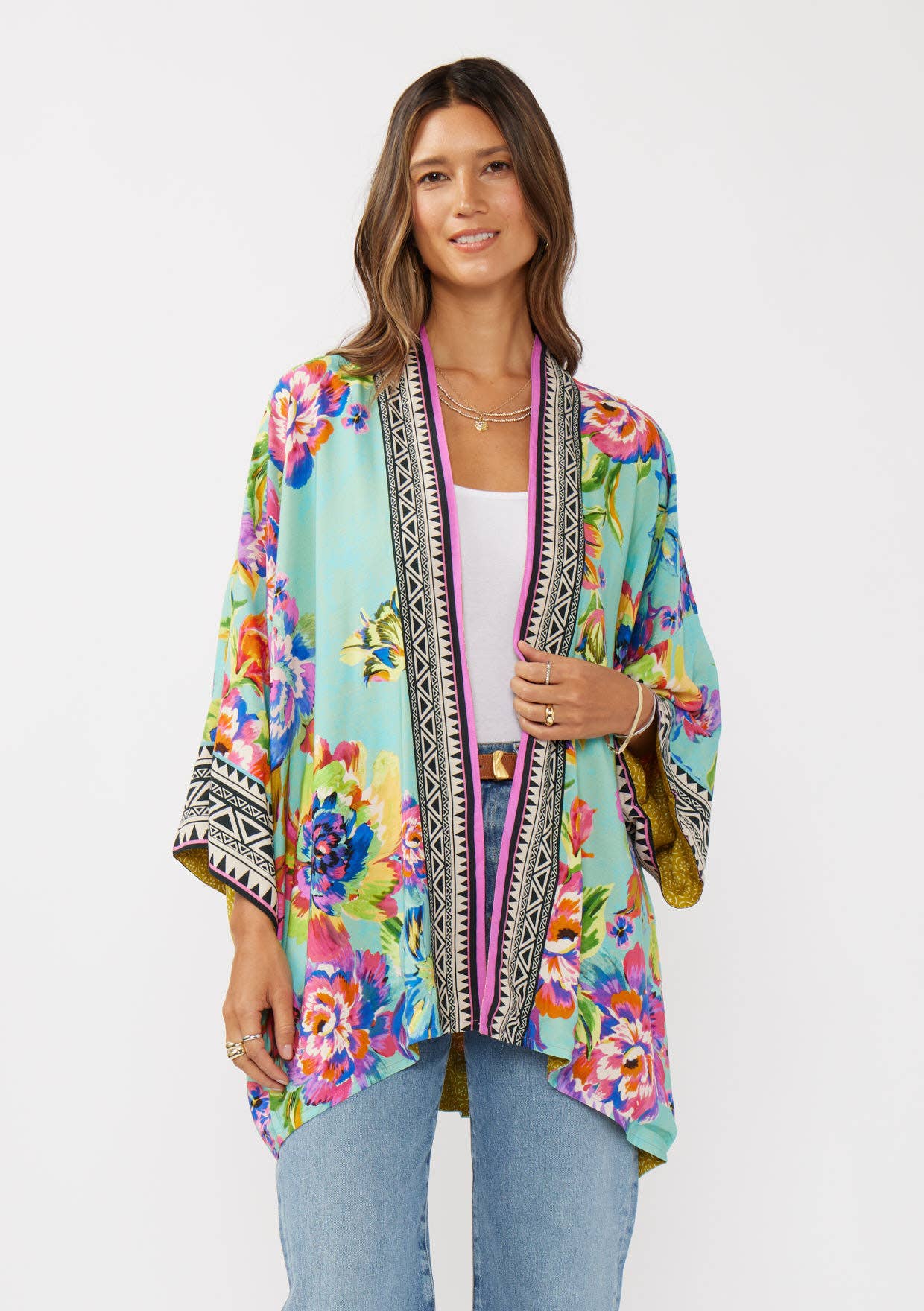 Reversible Floral Print Kimono