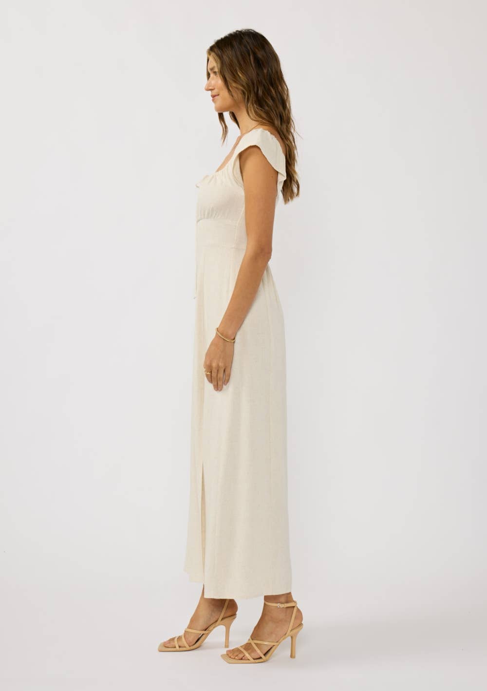 Ruffle Sleeve Slit Maxi Dress