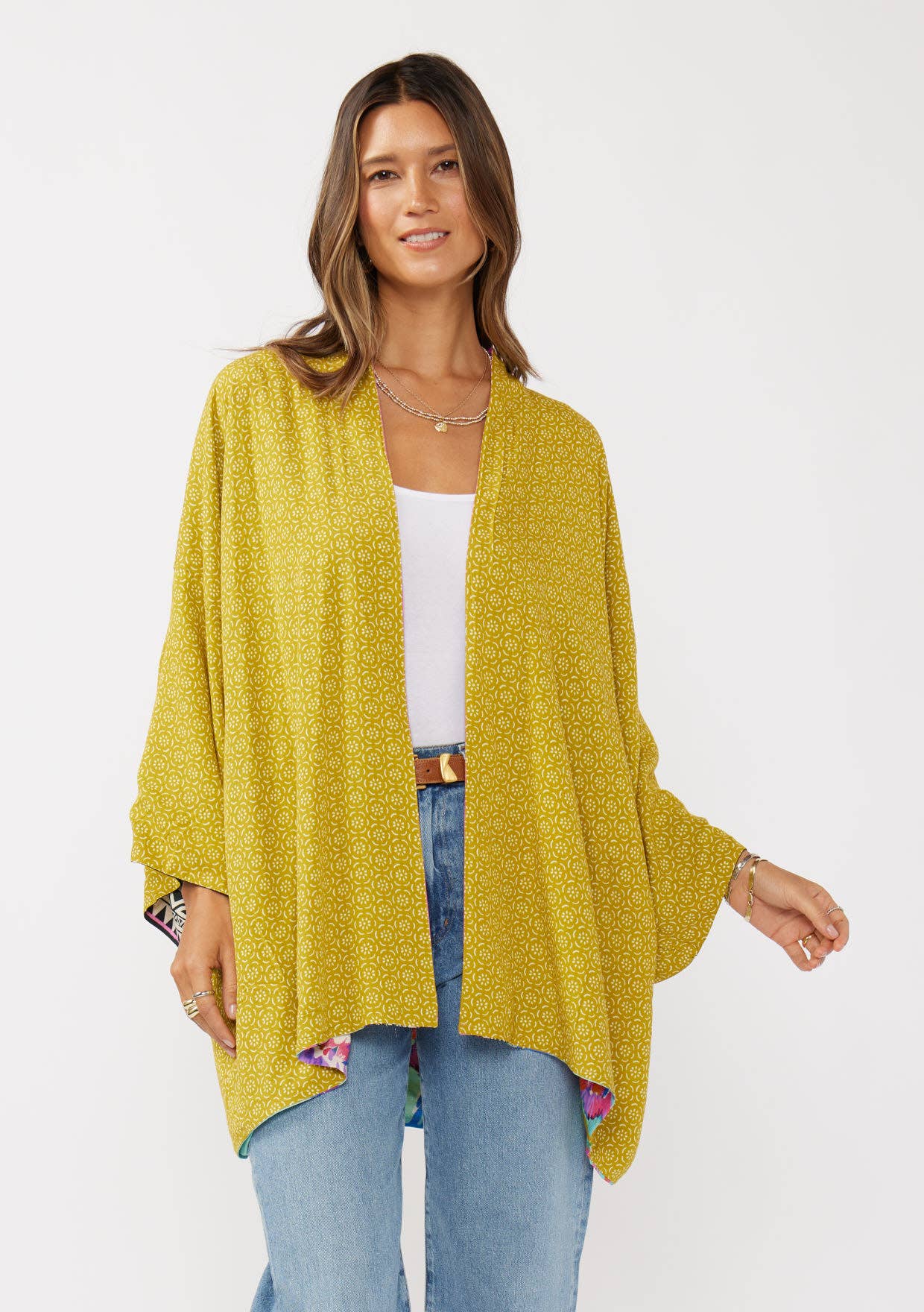 Reversible Floral Print Kimono