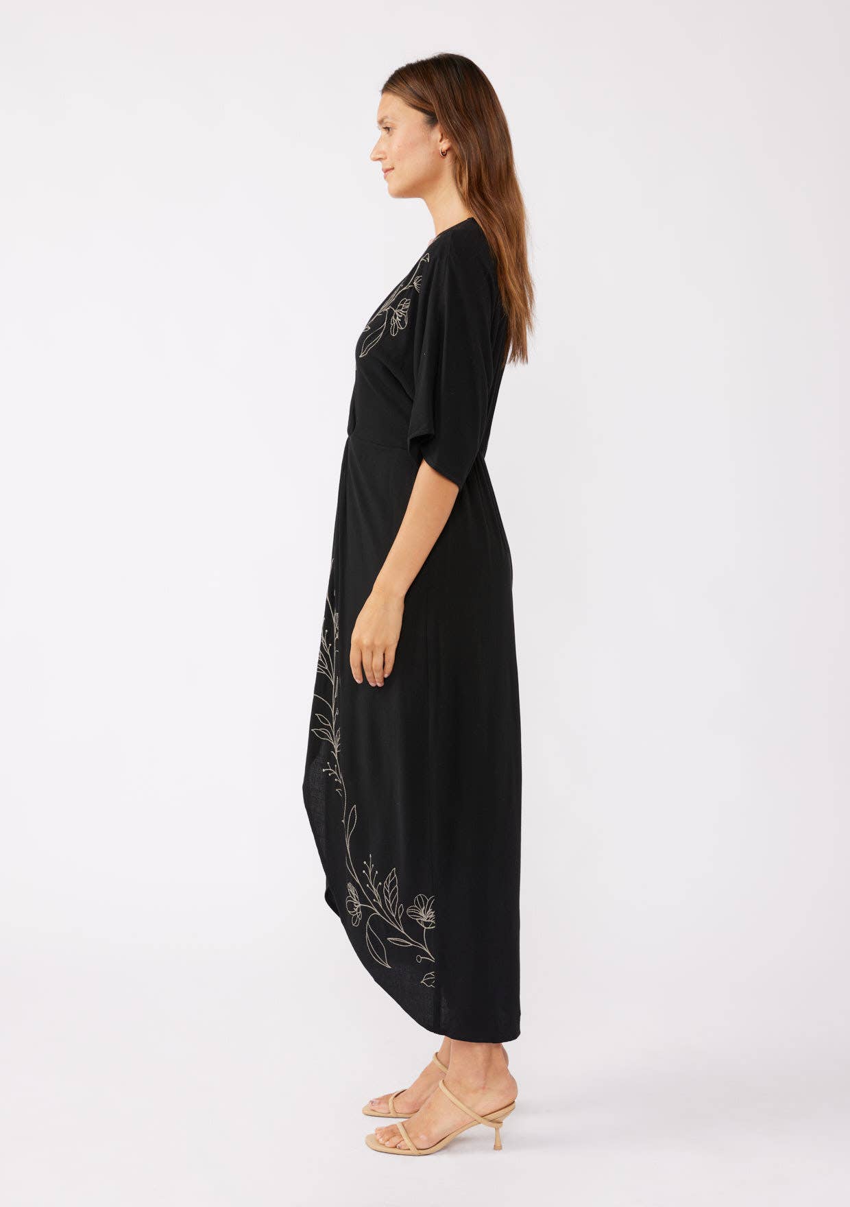 Front Knot Kimono Sleeve Maxi Dress